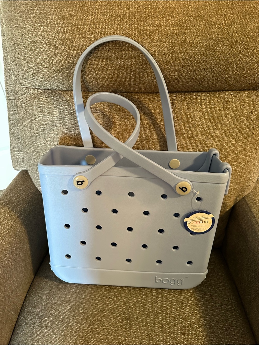NWT Bogg Bag Everyday Tote — Light Blue Periwinkle with water bottle accessory
